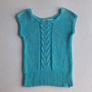 💙 Pinnacle Silk Wool Blend Y2K Short Sleeve Top Size M Preppy Fall Knit